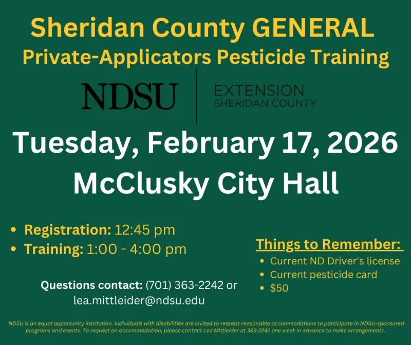 Sheridan County GENERAL Private Applicators Pesticide Training