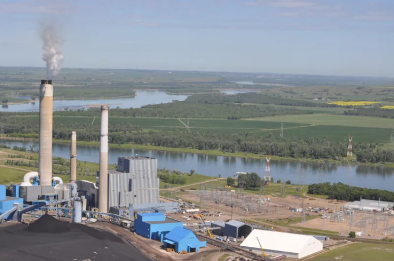 Smokestacks along a river