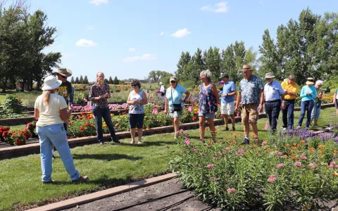 People on a tour of NDSU Demonstration Gardens