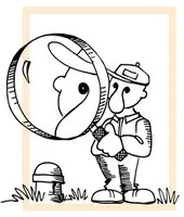 Illustration of man inspecting well