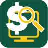 App icon with dollar sign, magnifying glass and computer
