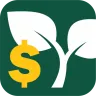 App icon with yellow dollar sign and white crop leaves