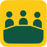 An icon showing people around a table representing a meeting, board, or council.