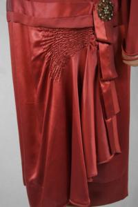 Delores (Shanks) Gunkelman - Maroon Silk Crepe-Back Satin Dress (1920s)