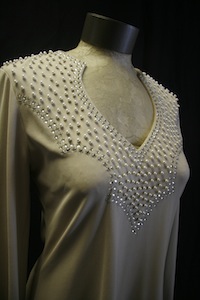 Lois (Best) Herman - Champagne Knit Dress with Pearls and Rhinestones (1970s)