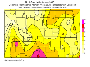 September Departure from Average Temperature