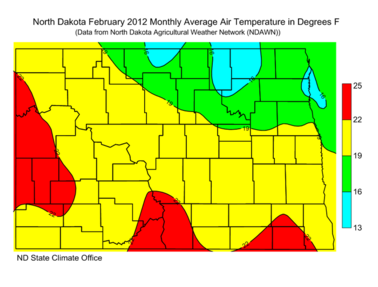 February Average Air Temperatures (F)