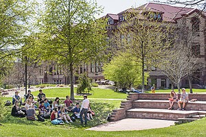 A class outside in the Ampitheater