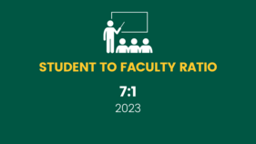 Infographic stating Student to Faculty Ratio for 2023 is 7:1