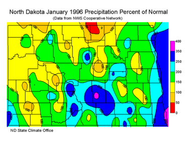 January Percent Of Normal Precipitation