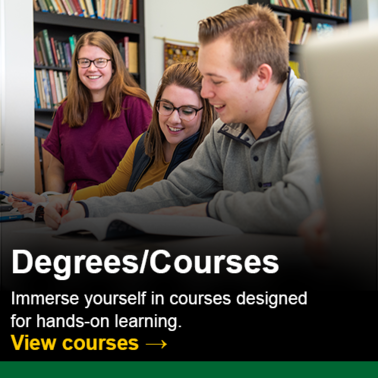 Degrees/Courses: Immerse yourself in courses designed for hands-on learning.  Click to view courses.
