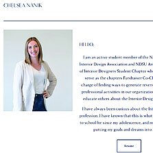 Chelsea Nanik portfolio.  Click link to view website.