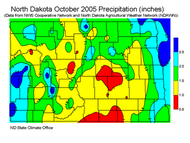 October Total Precipitation (inches)
