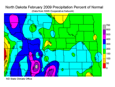 February Percent Of Normal Precipitation
