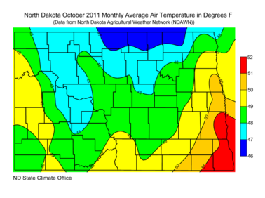 October Average Air Temperatures (F)