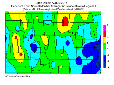 August Departure from Average Temperature