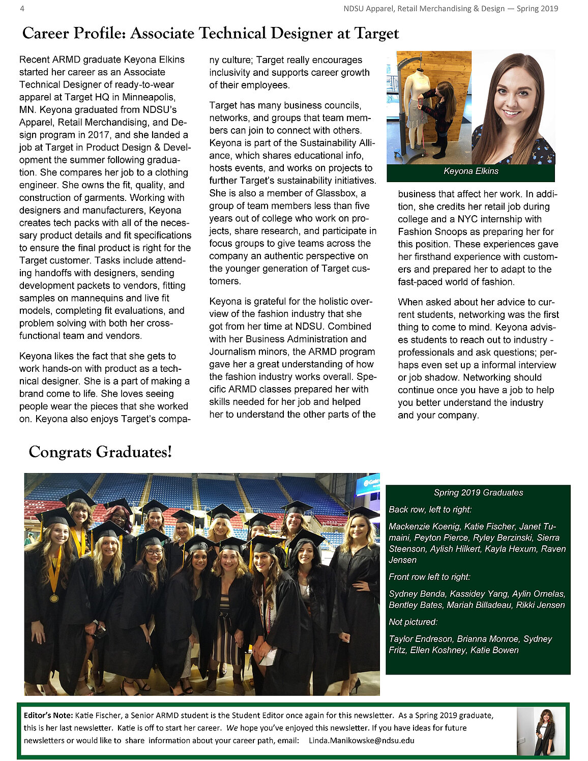 Page four of newsletter