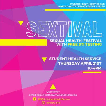 Sextival: Free STI Testing Event, April 21st 10am-4pm in Student Health Service