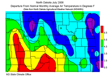 July Departure From Normal Average Air Temperature (F)