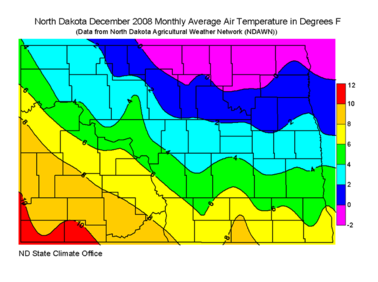 December Average Air Temperatures (F)