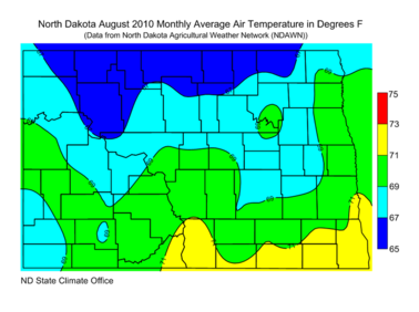 August Average Air Temperatures (F)