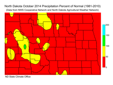 October Percent of Normal Precipitation