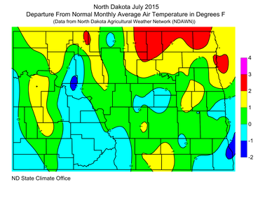 July Departure from Average Temperature