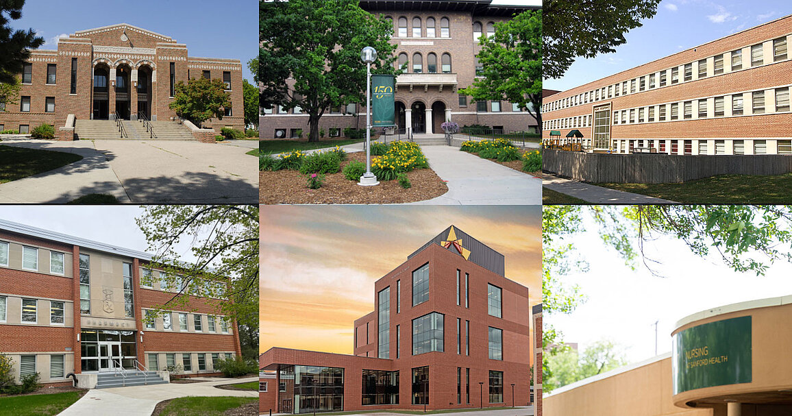 Collage of department buildings