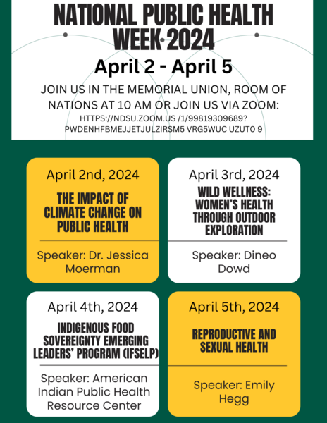 poster of Public Health Week 2024 schedule