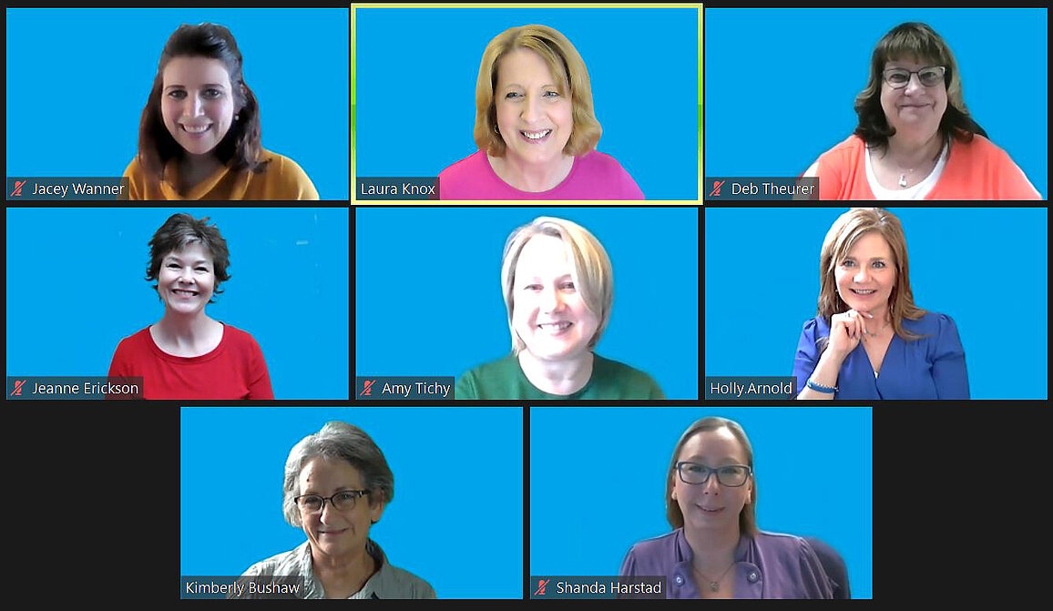 Screen capture of parent educators in a Zoom meeting