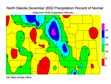 December Percent Of Normal Precipitation