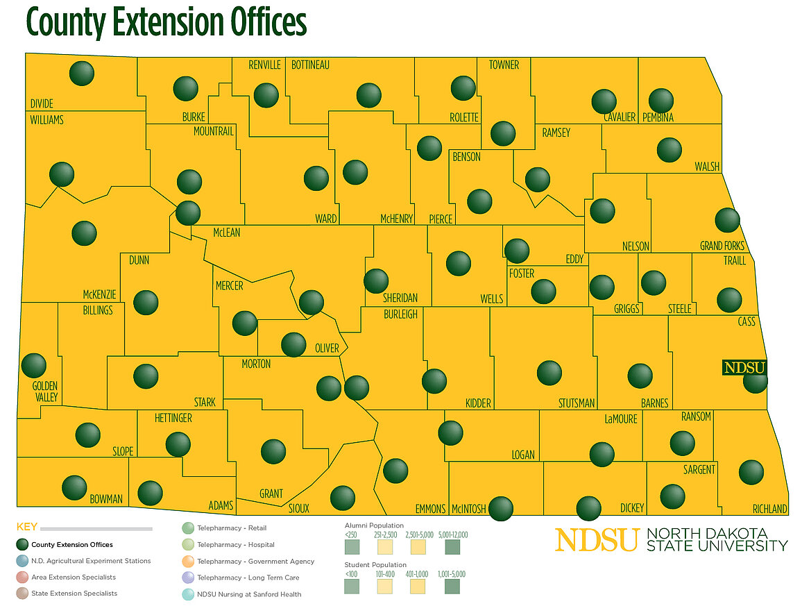 County Extension Offices map