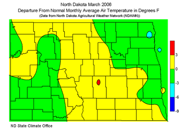 March Departure From Normal Average Air Temperature (F)