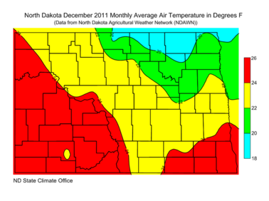 December Average Air Temperatures (F)