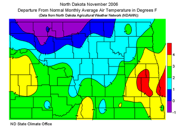 November Departure From Normal Average Air Temperature (F)