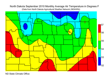 September Average Air Temperatures (F)