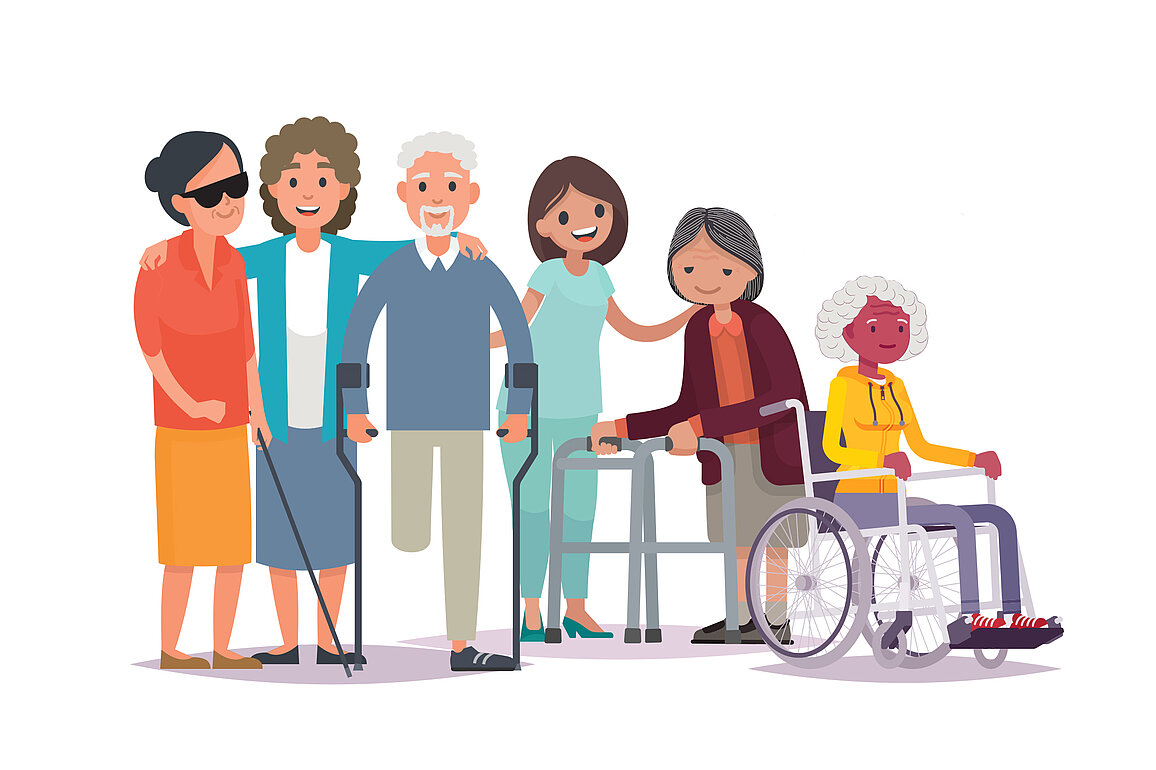 Drawing of a group of older adults