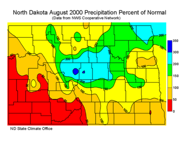 August Percent Of Normal Precipitation