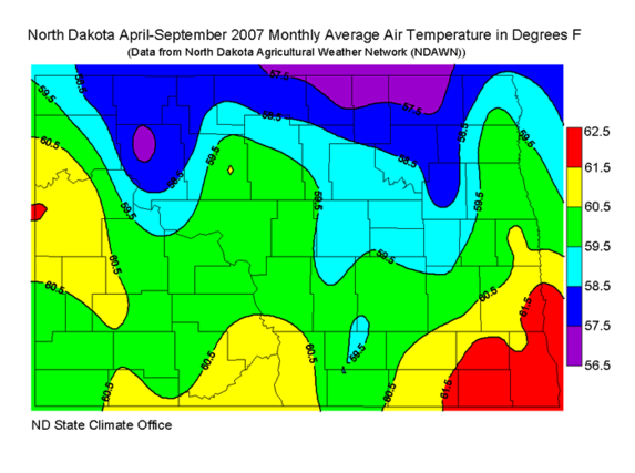 April-September Average Air Temperatures (F)