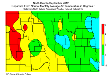 September Departure From Normal Average Air Temperatures (F)