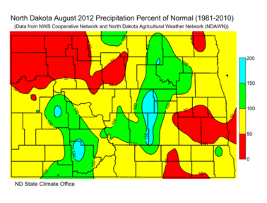 August Percent of Normal Precipitation