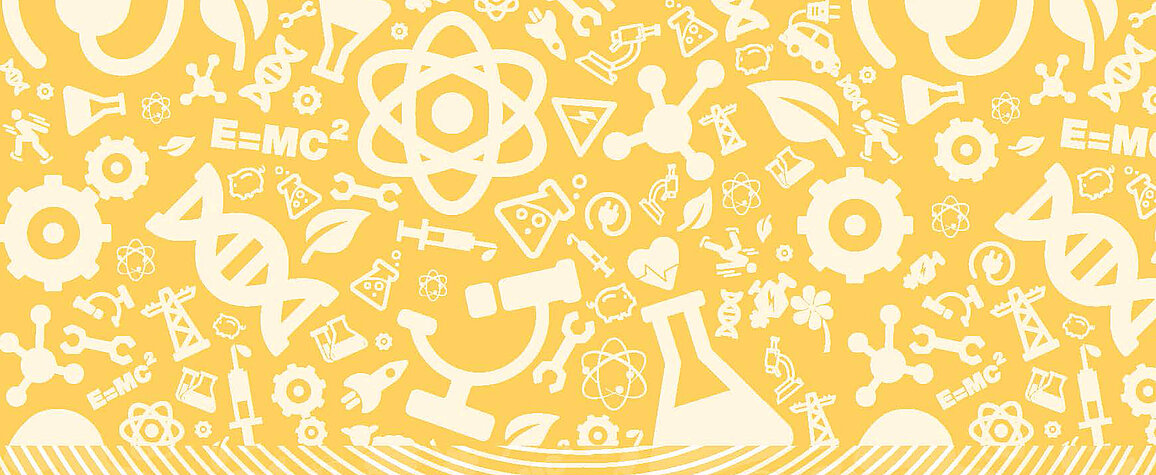 Illustration of various science and math icons