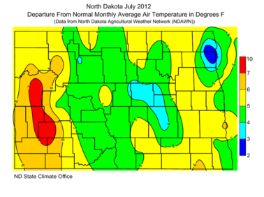 July Departure From Normal Average Air Temperatures (F)