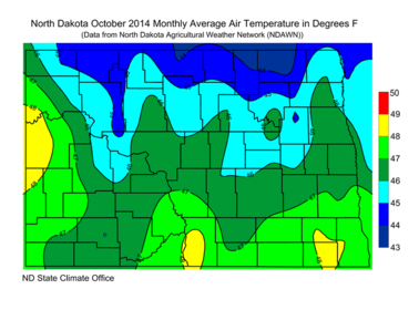 October Average Air Temperatures (F)