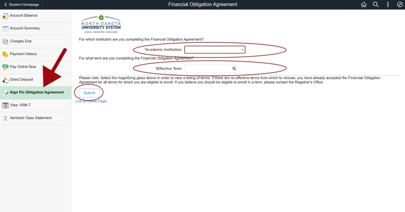 Image of where to find the financial obligation form
