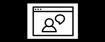 icon of computer and person talking