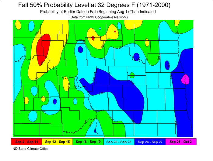 Fall Frost North Dakota State Climate Office NDSU