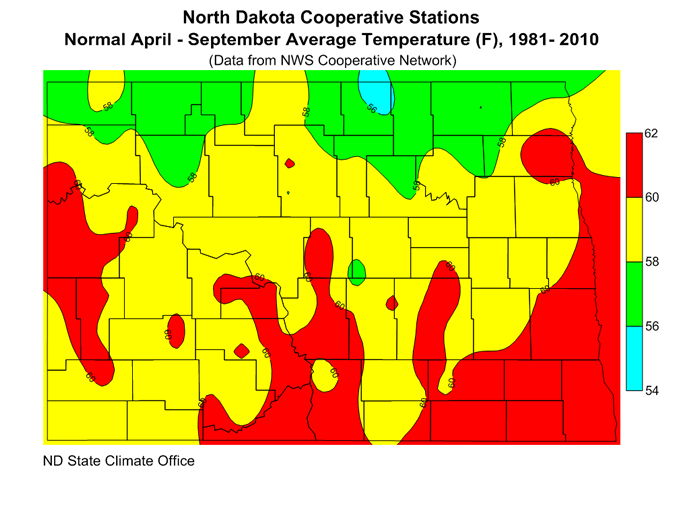 Average Temperature North Dakota State Climate Office NDSU