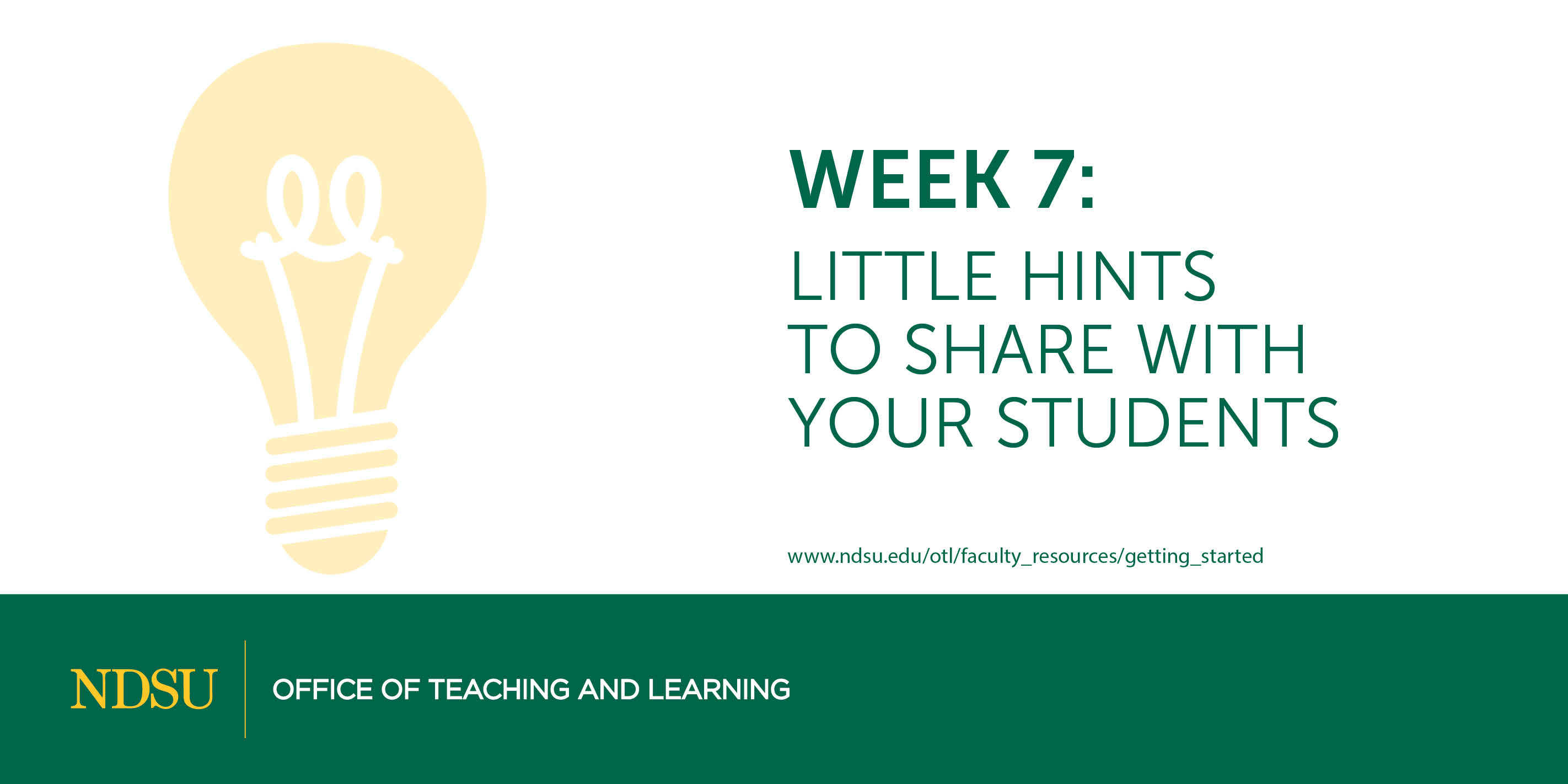 Week 7: Little Hints for Students