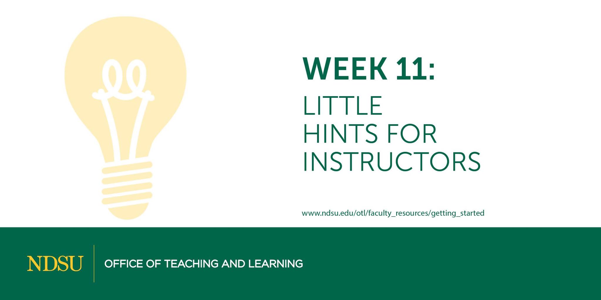 Week 11 Little Hints for Instructors